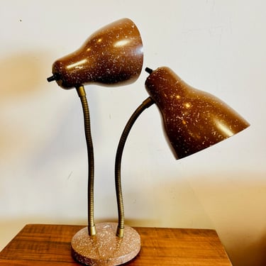 Two headed Retro Fiberglass Shade Table Top Lamp