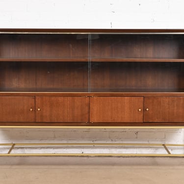 Paul McCobb Irwin Collection Mahogany and Brass Bookcase or Bar Cabinet, Newly Refinished