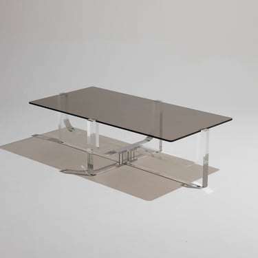 TABLE BASSE EN ALTUGLASS ET VERRE, MICHEL DUMAS, 1970s