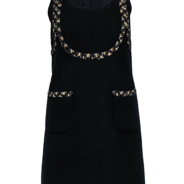 Chanel - Black Tweed Jumper Dress w/ Gold Metallic Accents Sz 36