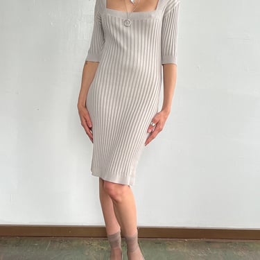 Frost White Silk Ribbed Dress (M)