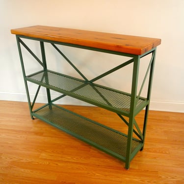 Industrial Hall or Sofa Table/Bookcase/Shelving Unit with Reclaimed Wood Top.Modern/Rustic/Urban /Vintage.Loft Decor ,Metal Console Table 