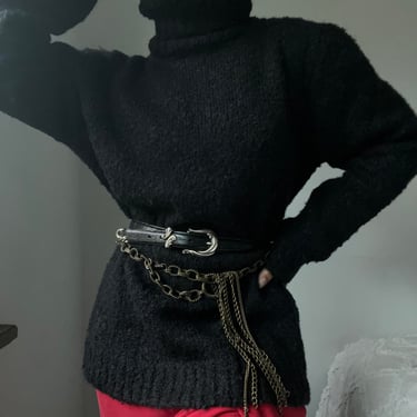 vintage DONNA KARAN essential 90s bouclé boxy unisex rollback neck sweater 
