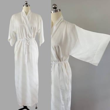 1980s Satin Kimono Style Robe with Belt by Miss Elaine 80s Lingerie 80's Loungewear Women's Vintage Size Medium 