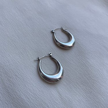 1990s Silver Oblong Hoop Earrings H213