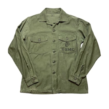 Vintage 1970s OG-107 US Marine Corps Utility Shirt ~ fits M ~ Military Uniform ~ Fatigues ~ Vietnam War ~ USMC Stencil 