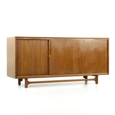 Cavalier Furniture Mid Century Brass and Walnut Lowboy Dresser - mcm 