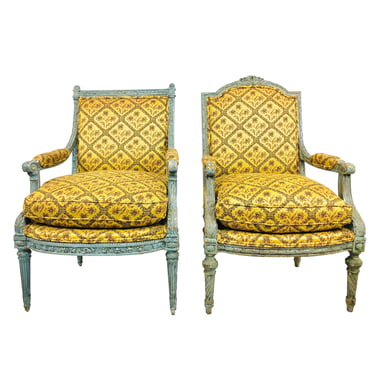 #1075 Pair of His & Hers French Lounge Chairs