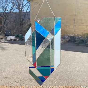 Small Geometric Framed and Leaded Stained Glass