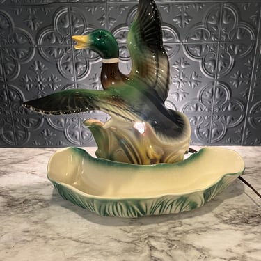 1958 Lane and Co Mallard Duck Lamp and Planter