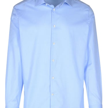 Zegna Light Blue Cotton Shirt Man