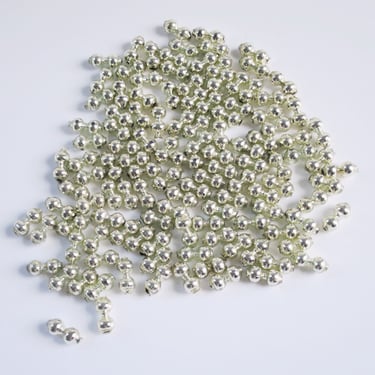 Lot of 50+ Silver Mercury Glass Beads, 1/2" Double Glass Beads, Glass Garland Supplies, Dollhouse Christmas 
