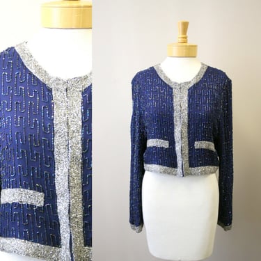 1990s Navy Beaded Jacket 