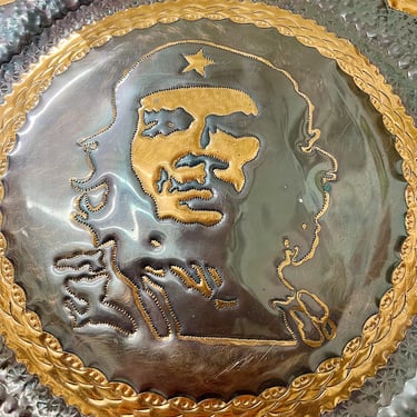 1970s Che Guevara Copper Relief Plaque - Vintage Counter Culture Artwork - Riveted Signed Metal Reliefs - Rare Counterculture Sculptures 