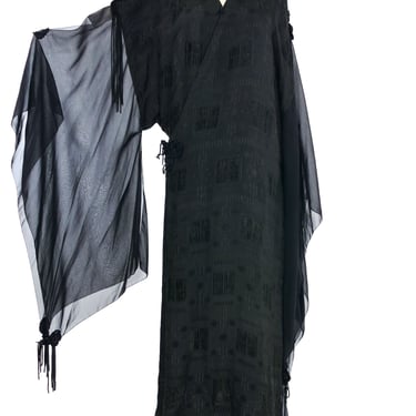 Black Embroidered Angel Sleeve Caftan