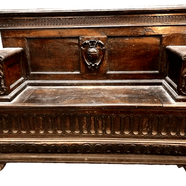 Antique Hall Bench, French Renaissance Revival, Carved Shields, Faces, 1700's!!