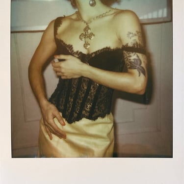 1980s Crushed Velvet Corset with Gold Tinsel