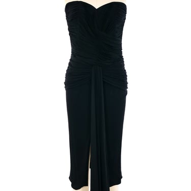 Vicky Tiel Ruched Black Dress