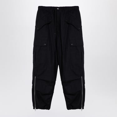 Dries Van Noten Black Cargo Trousers With Drawstring Men