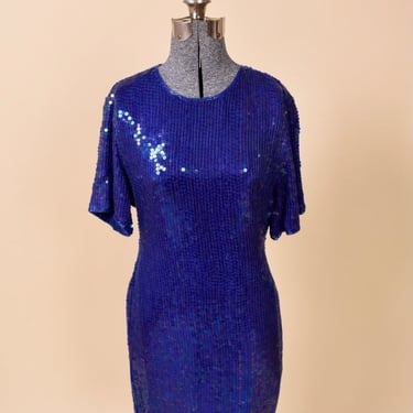 Sequin & Beaded Silk Midi Dress, S