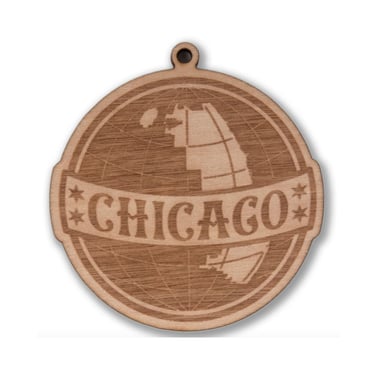Chicago Globe Wooden Ornament