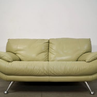 1990’s Postmodern Italian Leather Loveseat Sofa by Nicoletti 