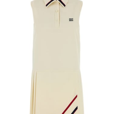 Miu Miu Women Ivory Wool Blend Mini Dress