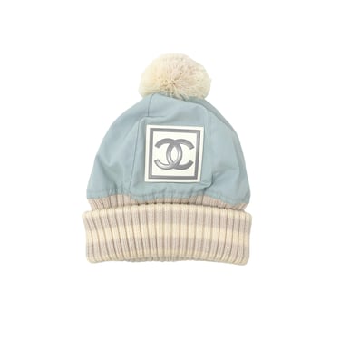 Chanel Baby Blue Logo Beanie