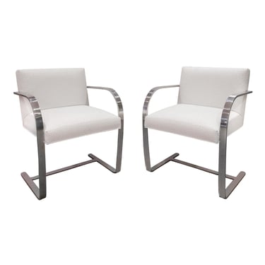 Mies van der Rohe Chic Pair of  BRNO Arm Chairs in Ostrich Leather 1990s