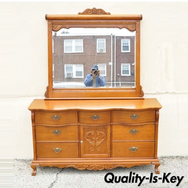 Lexington Victorian Sampler Oak Triple Dresser with Mirror