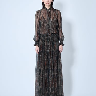 Saint Laurent Women Lavallière Paisley Silk Crepon Maxi Dress