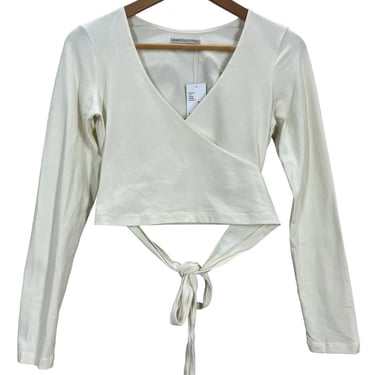 Urban Outfitters Ivory Balletcore Wrap Crop Top Size Small