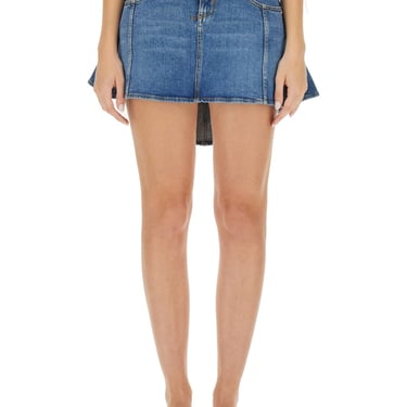 Alexander Mcqueen Women Denim Flared Skirt