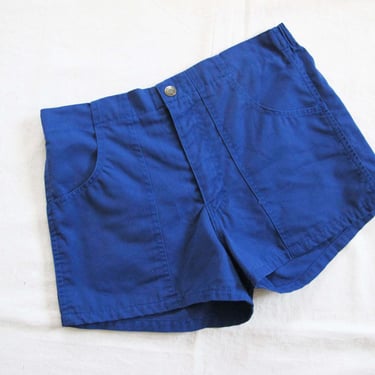 Vintage 80s Blue Shorts 30 32 Waist - 1980s Weeds OP Style Blue Elastic Waist Canvas Cotton Casual Shorts - Gender Neutral 