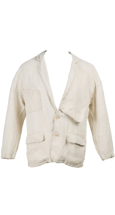 Jean-Charles de Castelbajac 1980s Vintage Men's 3D Pocket Beige Linen Jacket 