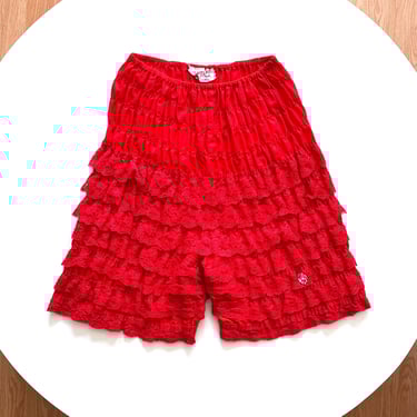 Vintage 60s Ruthad Detroit Red Ruffled Lace Lingerie Bloomers Shorts 
