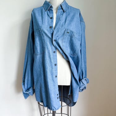 Vintage 1990s Alexander Julian Colours Denim Shirt / men's M / woman's L-XL 