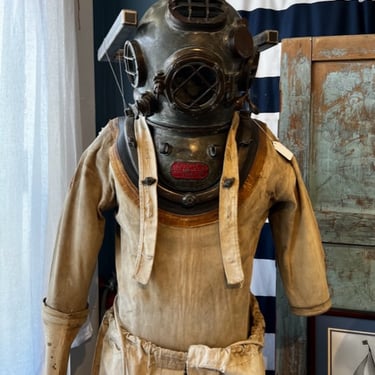 Diving Helmet, US Navy Antique MK V Diving Helmet and Complete Suit
