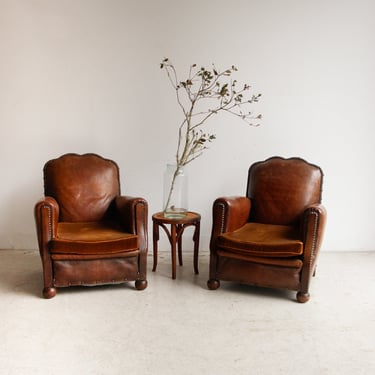 Pair of Vintage Leather Club Chairs