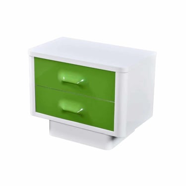 Restored 1970s Plastic Mold  White and Green Broyhill Chapter One Nightstand 