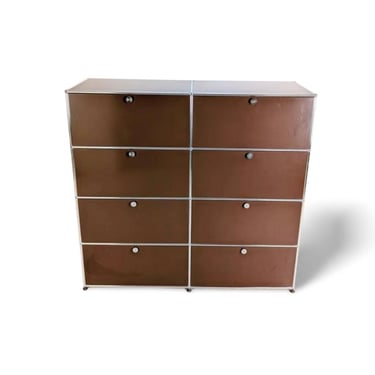Original USM Haller filing cabinet 2x4 brown vintage shelf chest of drawers 