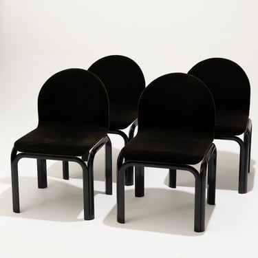 SET DE 4 CHAISES ORSAY EN VELOURS, GAE AULENTI, 1970s