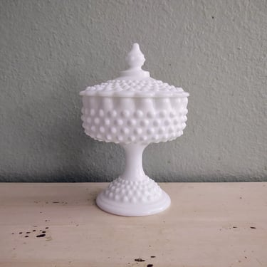 Fenton Hobnail Mild Glass Lidded Candy Dish Container Home Décor Home Accent 