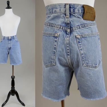 90s Calvin Klein Cut Offs - 31" waist - Light Blue Cotton Denim Jean Shorts - Vintage 1990s - L 