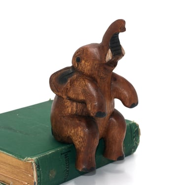 vintage wooden elephant shelf sitter 