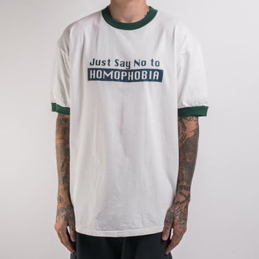 Vintage 90’s Andrew Thomas Company Say No To Homophobia Ringer T-Shirt 