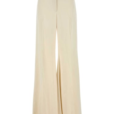 Alexander Mcqueen Women Cream Satin Wide-Leg Pant