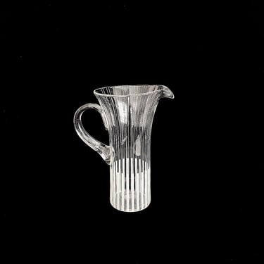 Mid Century Modern Lg. Vintage Johansfors STRIKT Glass Pitcher w/ White Stripes Sweden Art Glass Scandinavian Bengt Orup 