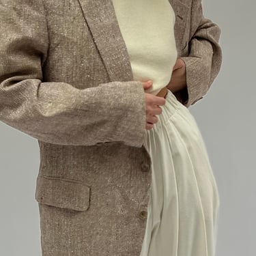 Vintage Wheat Woven Silk Blazer