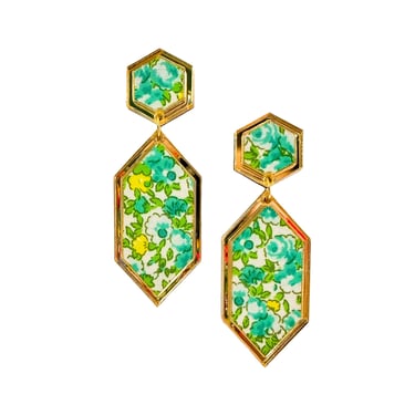 Smple Sale Green Floral Hex Green Earrings